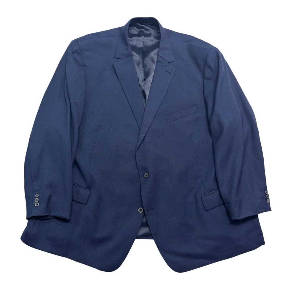 S‎ Cohen 56 R Navy Blue Blazer Jacket Sport Suit Coat All Season Wool Soft
